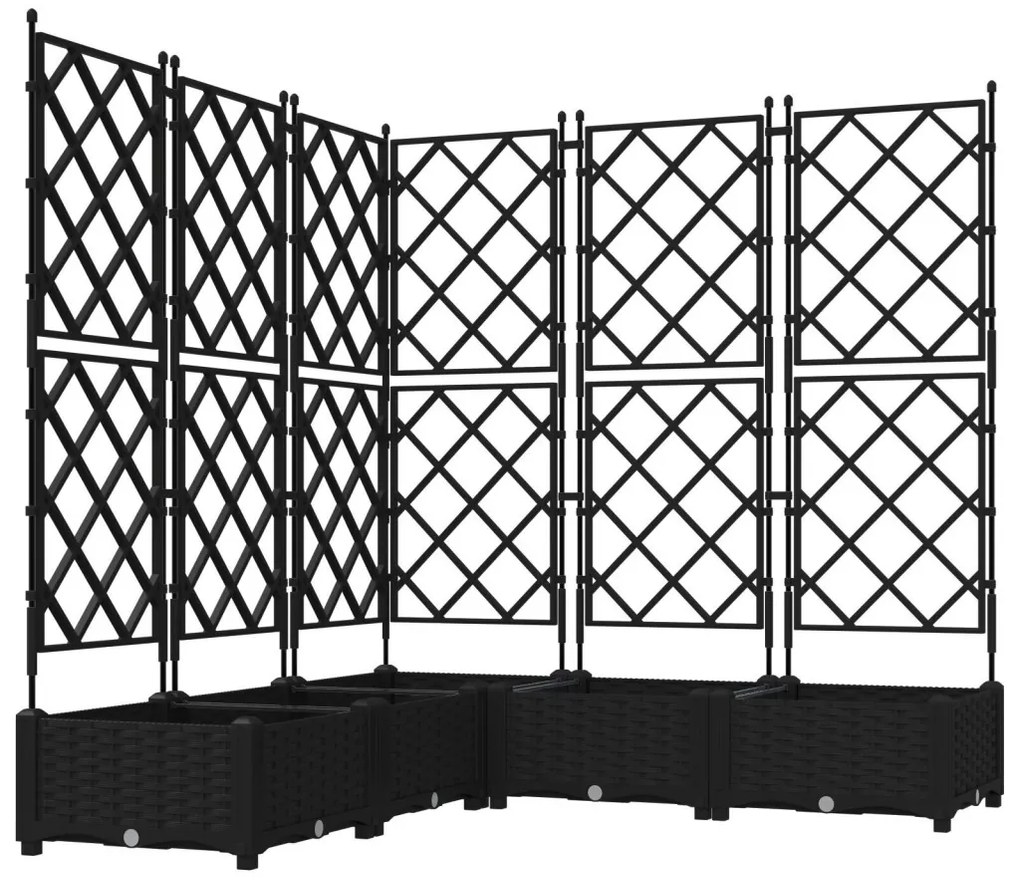 Kert Virágcserép Trellisszel 5 db Fekete 120x120x125.5 cm