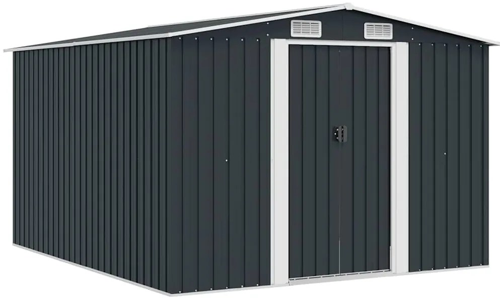 vidaXL antracitszürke fém kerti fészer 257 x 298 x 178 cm