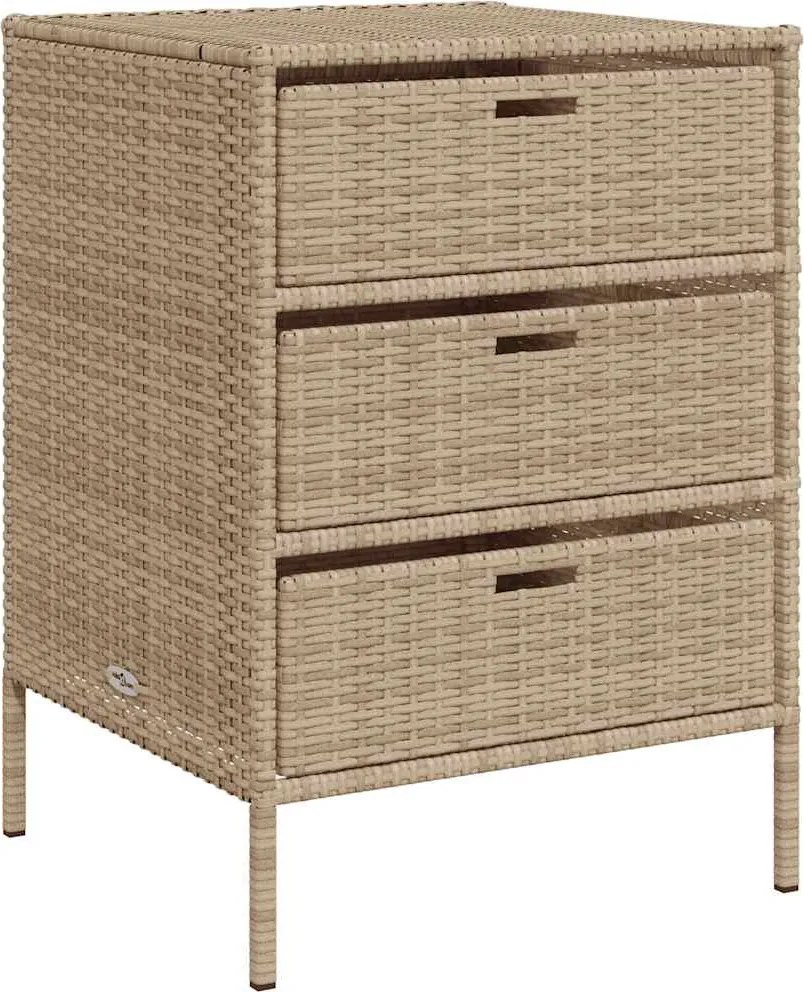 vidaXL bézs polyrattan kerti tárolószekrény 55 x 59 x 80 cm