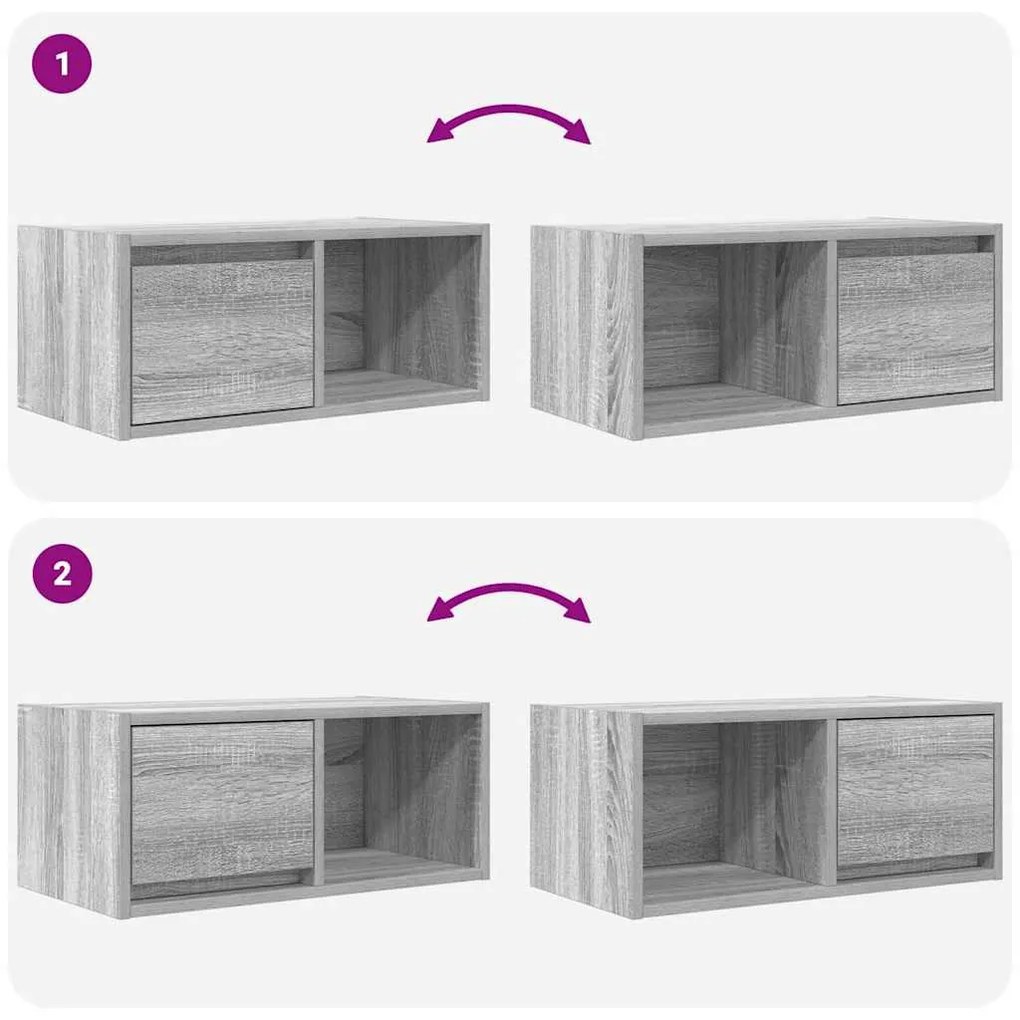 szürke sonoma színű szerelt fa TV-szekrény 60x31x25,5 cm