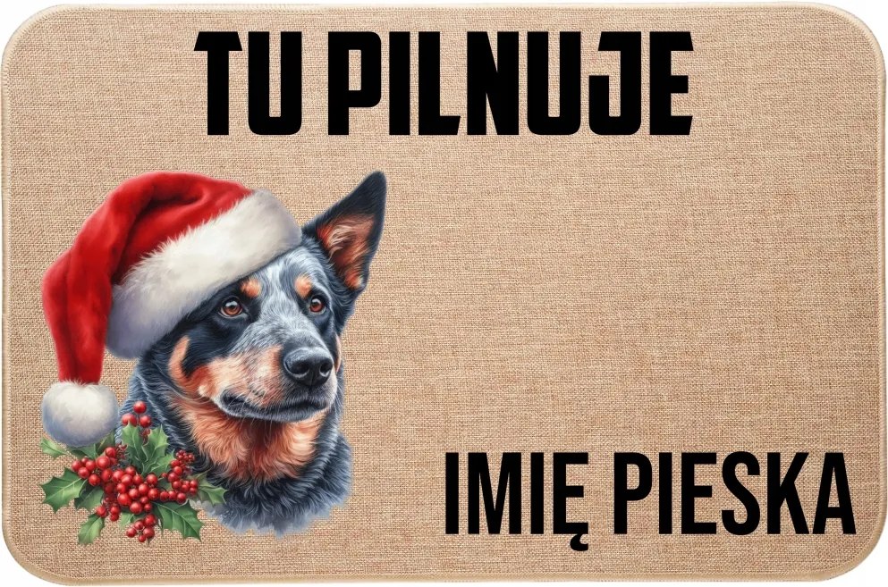 Lenvászon Lábtörlő Itt Őrzi Az Ausztrál kutya neve