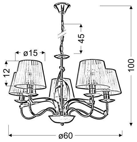 Csillár láncon DIVA 5xE14/40W/230V
