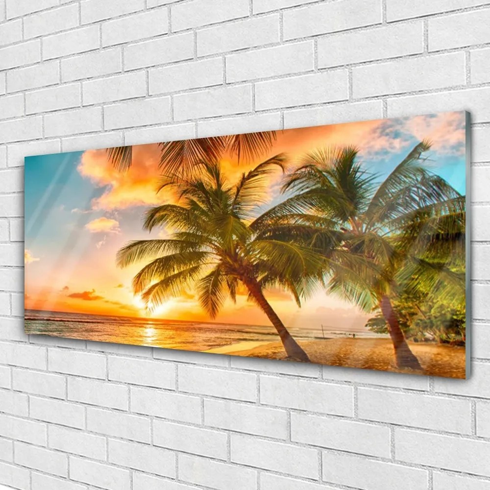 Fali üvegkép Pálmafa Sea Landscape 120x60cm