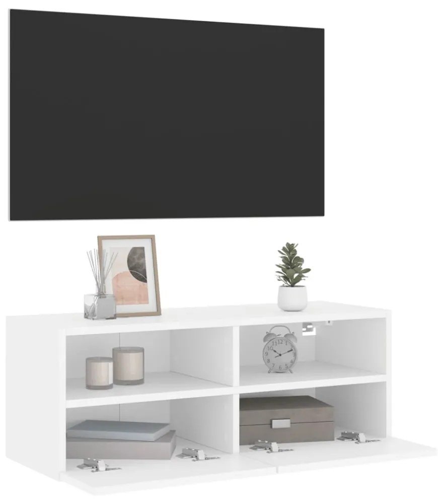 fehér szerelt fa fali TV-szekrény 80 x 30 x 30 cm