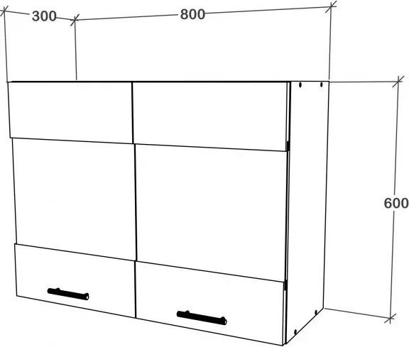 Benita 2 ajtós Üveges Felső konyhaszekrény Antracit-Fehér 80x30x60 cm N