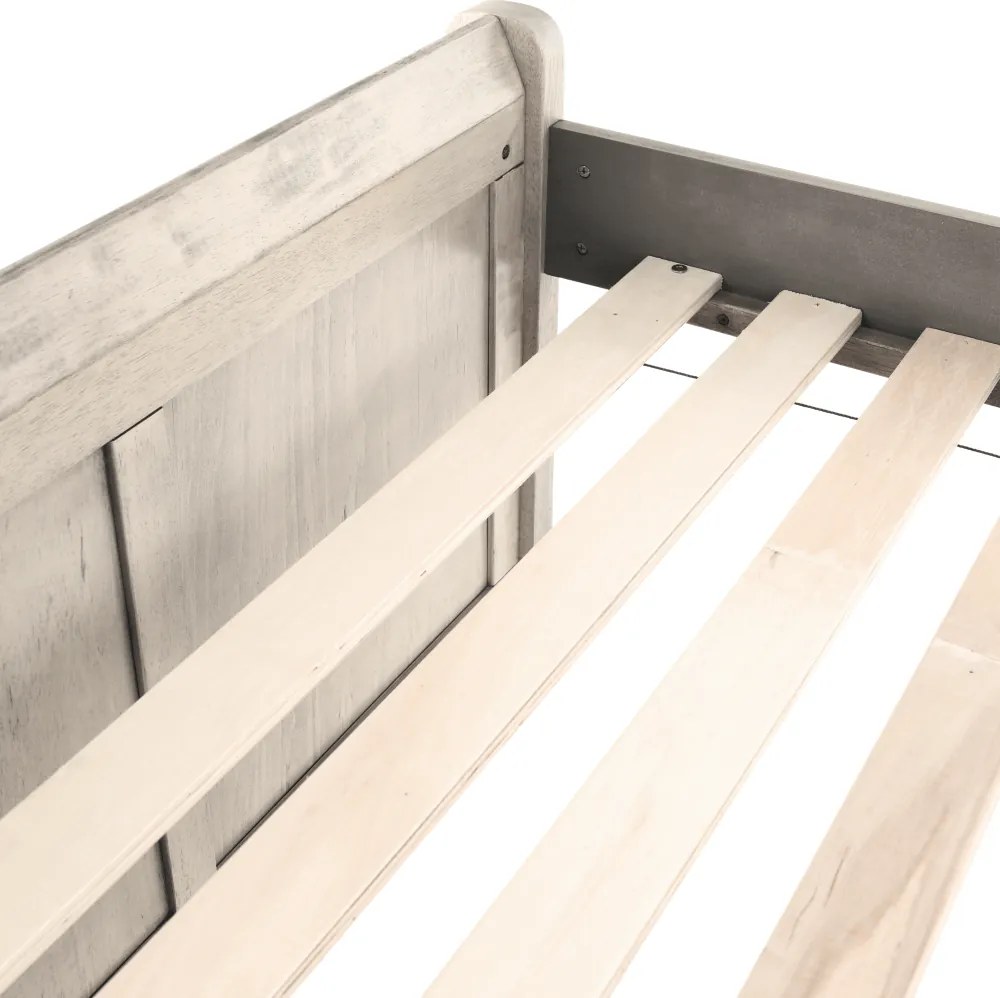 Ágy pótággyal, antik fehér, 90x200, ANTIKO