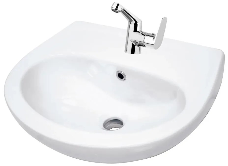 Deante - Függesztett mosdó JASMIN 45,7x36,4 + LEMON mosdócsaptelep