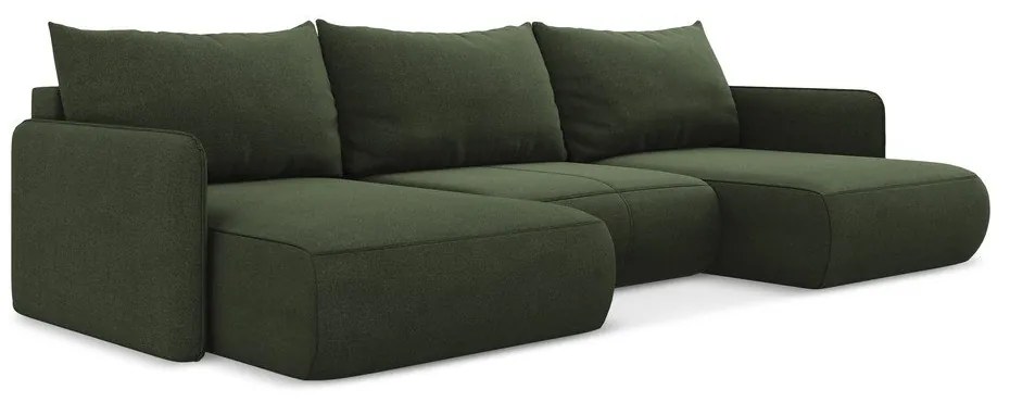 Zöld kinyitható-tárolóhelyes sarokkanapé Nanea – Makamii