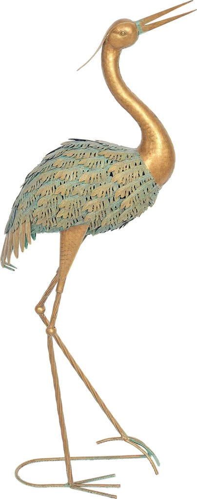 Outsunny Kültéri Kerti Szobor, Fém Kócsag Szobor, Kültéri Kerti Dekoráció 90 cm, Tóhoz, Teraszra, Kertbe, Fűbe, Többszínű | Aosom