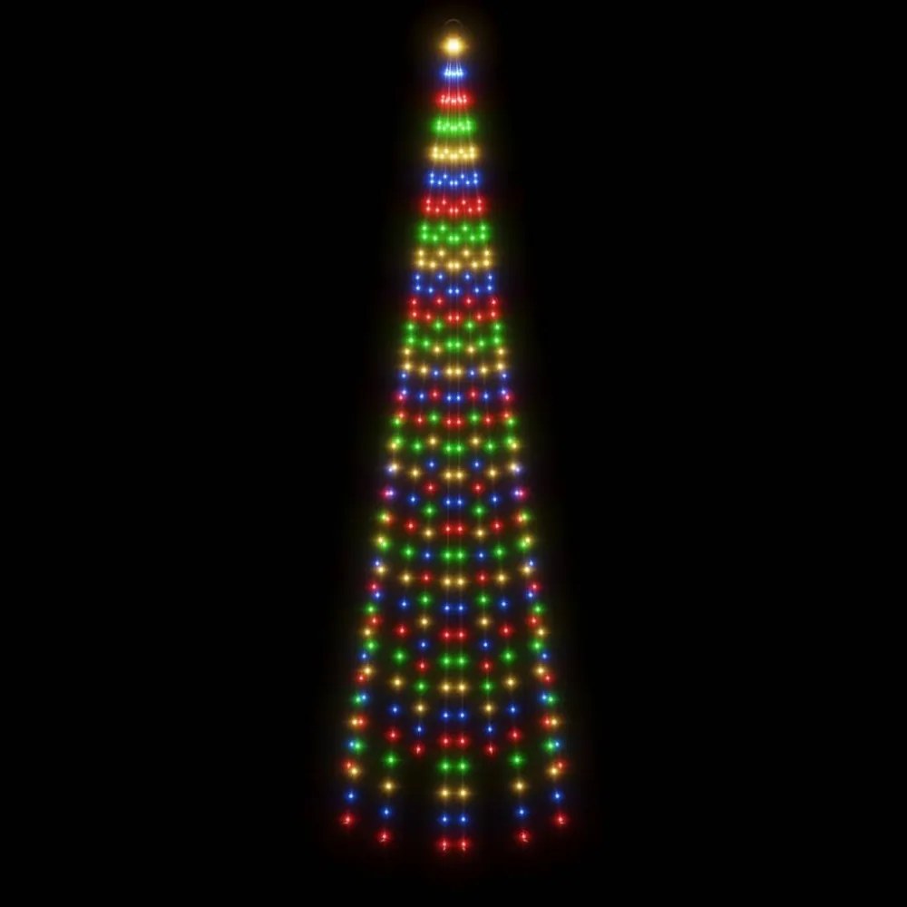 karácsonyfa zászlórúdon 310 színes LED-del 300 cm