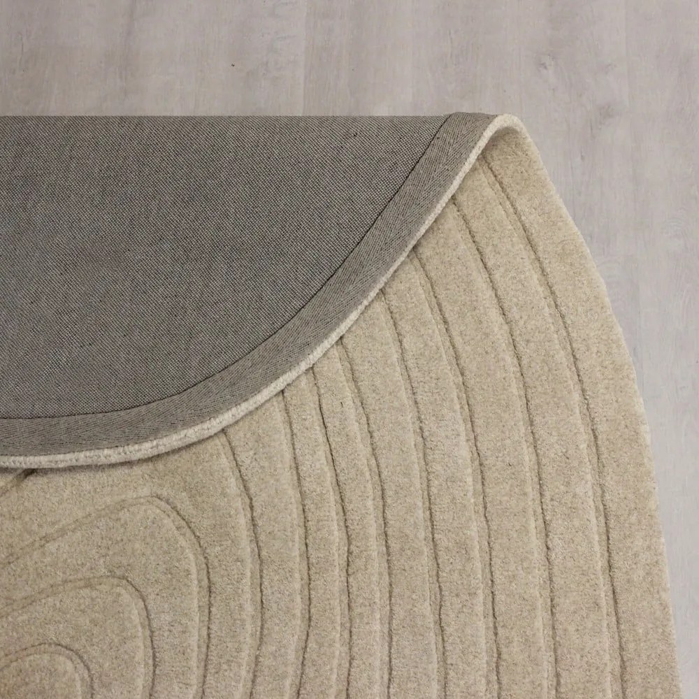 Krémszínű gyapjú szőnyeg 200x290 cm Puddle Wool – Flair Rugs