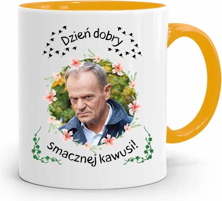 Donald Tusk Sárga Bögre Platform Ajándék fényképes nyomtatással