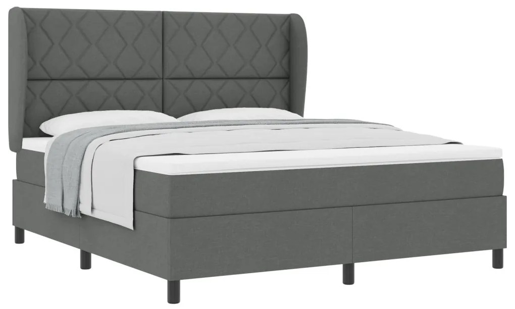 Boxspring Ágy Matrac Kíséretében Sötétszürke Színben, 180x200 cm Szövet