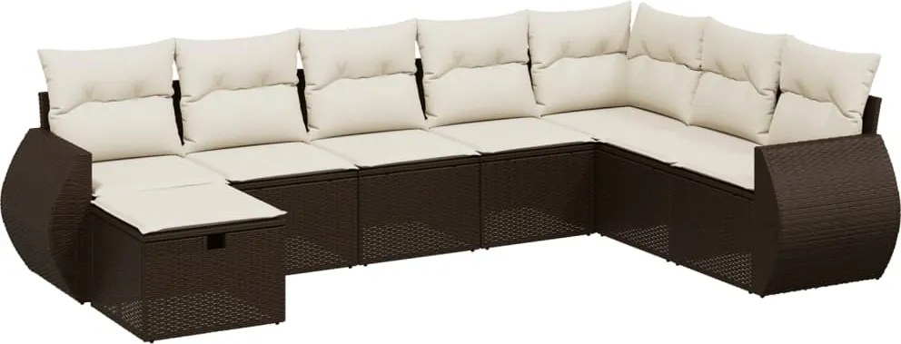 vidaXL 8 részes barna polyrattan kerti ülőgarnitúra párnákkal