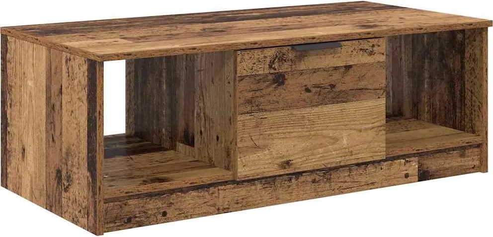 vidaXL Dohányzóasztal fiókkal Öreg fa 102 x 50 x 36cm Faanyag