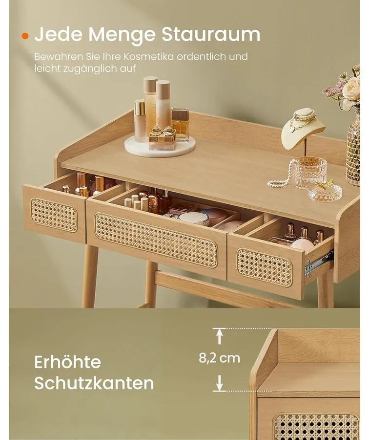 Fésülködőasztal tükörrel és világítással bézs színben