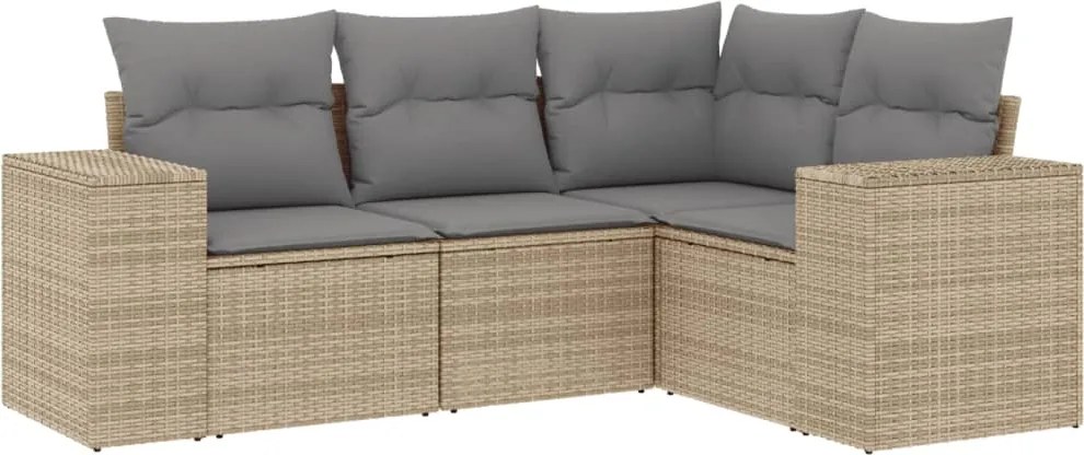 vidaXL 4 részes bézs polyrattan kerti ülőgarnitúra párnákkal