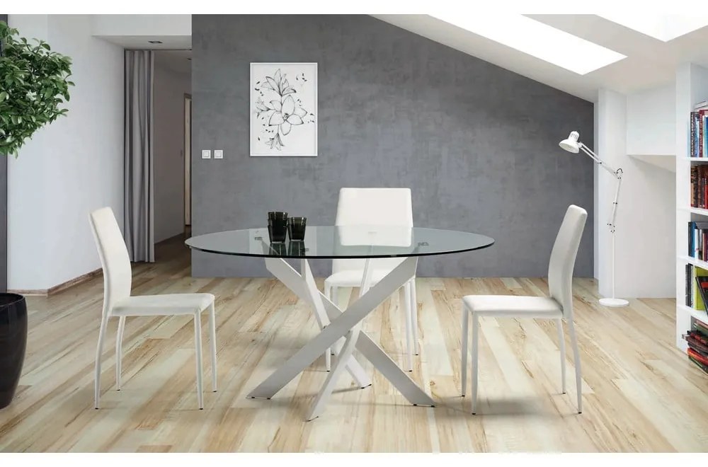 Kerek étkezőasztal üveg asztallappal 120x120 cm Ruth – Marckeric