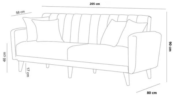 KITO kinyitható kétszemélyes kanapé, krémszínű