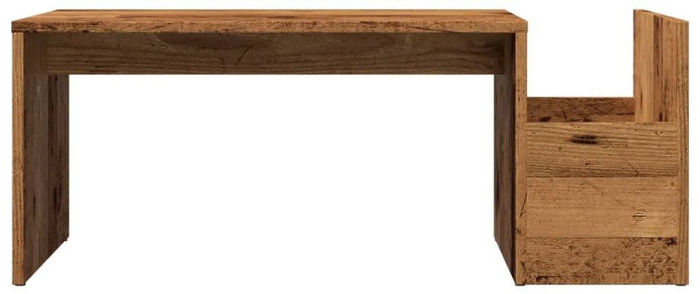 Antik fa színű szerelt fa dohányzóasztal 90 x 45 x 35 cm