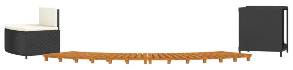 fekete polyrattan és tömör akácfa jakuzzi-keret