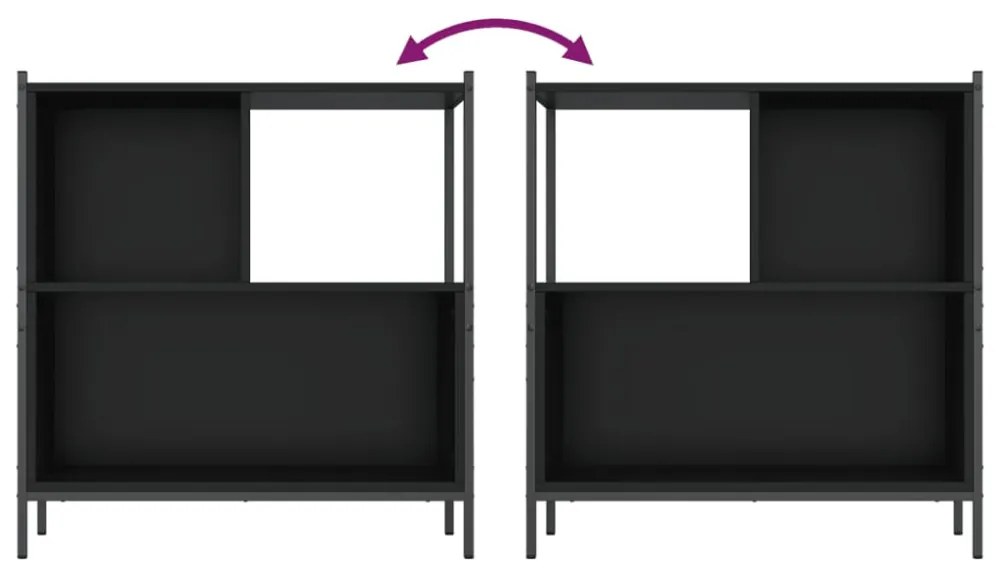 fekete szerelt fa könyvszekrény 72 x 28 x 77,5 cm