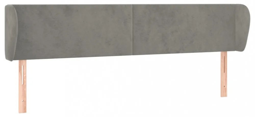 világosszürke bársony fejtámla szárnyakkal 203x23x78/88 cm