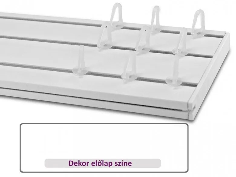 Fehér 75 mm-es előlapos háromsoros műanyag mennyezeti sínes karnis 180 cm-es szett