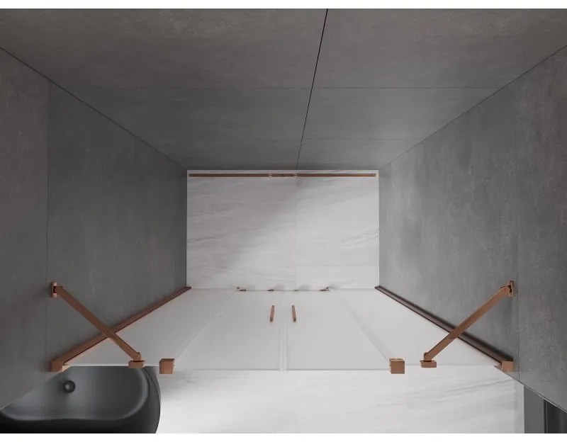 Mexen Velar Duo, tolózuhanyajtó nyitáshoz 140 cm, 8 mm-es matt üveg, rózsaszín arany, 871-140-000-32-60