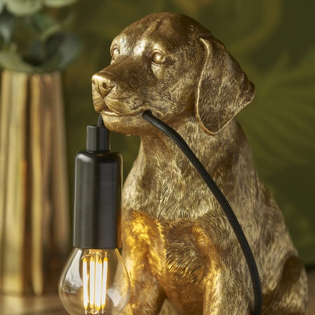 Endon modern asztali lámpa labrador puppy matt fekete arany end107364