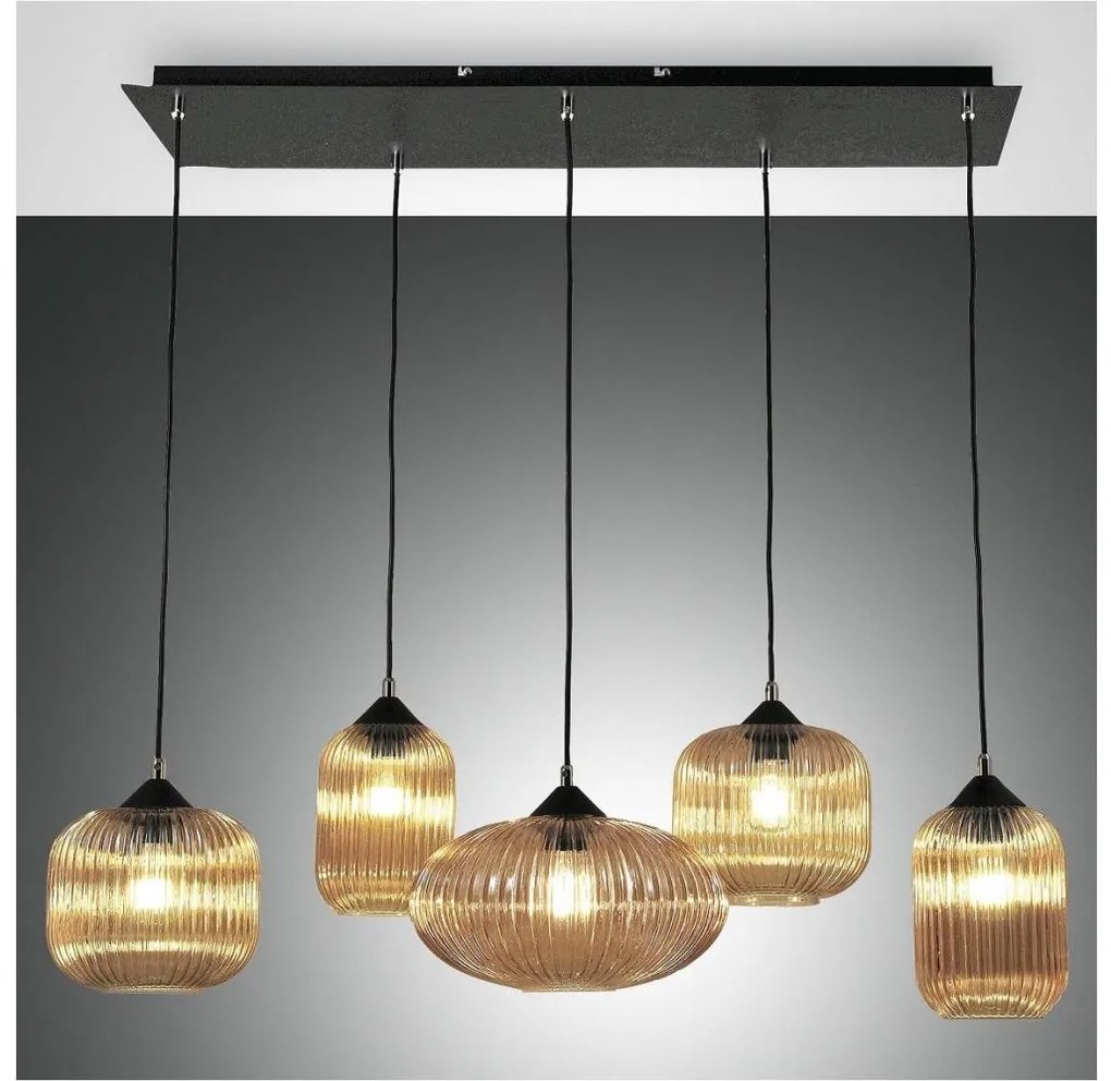 Fabas Luce 3627-48-125 - Csillár zsinóron GILLIS 5xE27/40W/230V arany/fekete