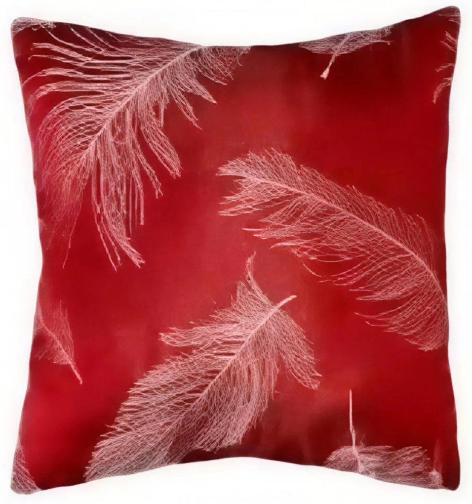 Dekoratív párnahuzat 45x45cm tollak piros TiaHome