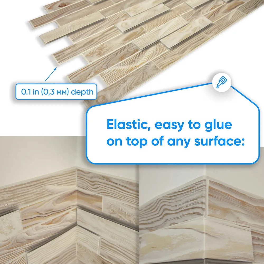 3D PVC falpanel Fehérített tölgy famintás csomag (10 db + 3 db Fix All ragasztó)