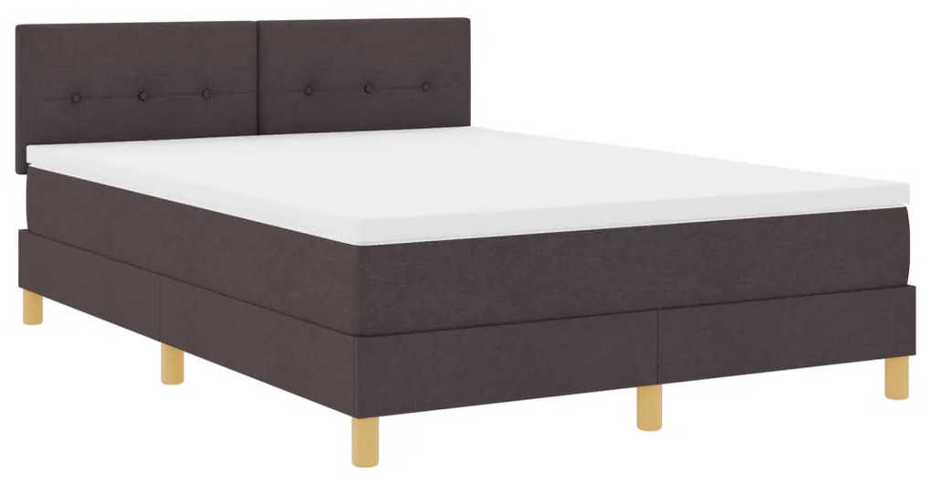 Box Spring Ágy Matraccal & LED Sötétbarna 140x200 cm Szövet