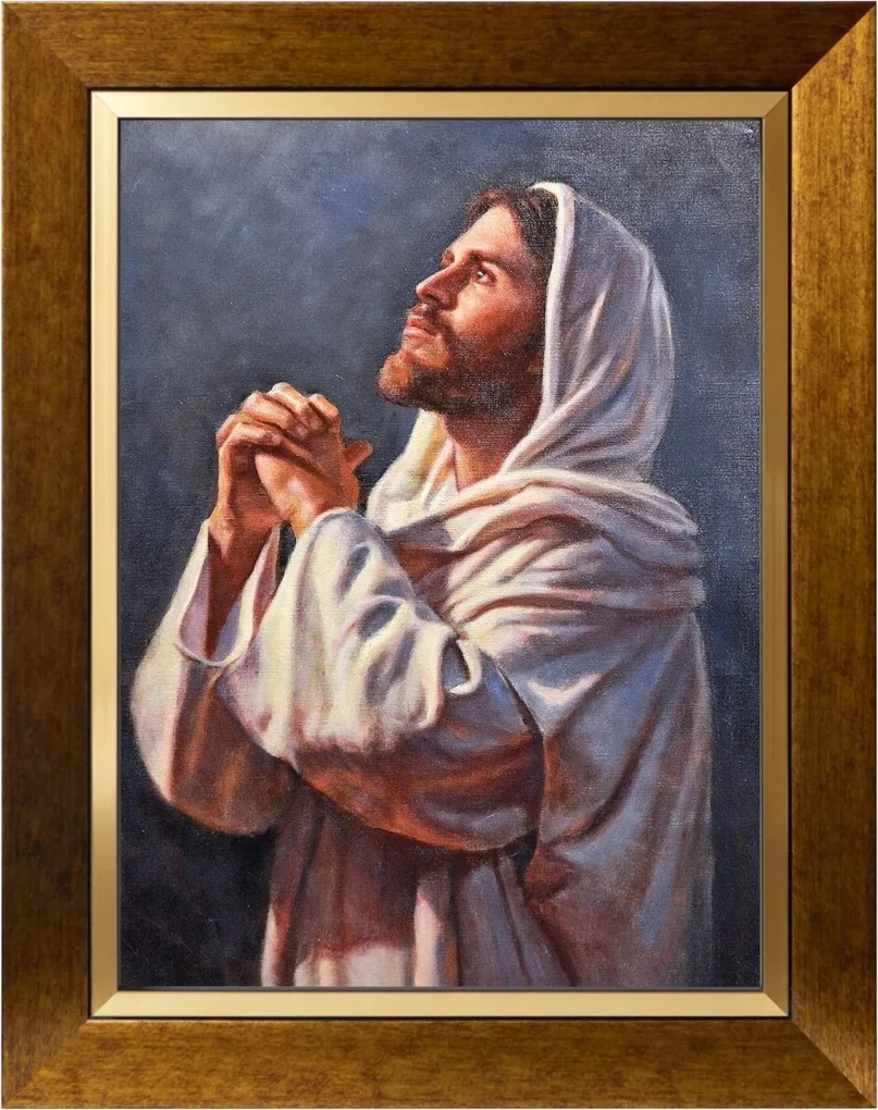 Jézus Ima Szakrális Vászonkép Arany Díszített Keretben 30X40