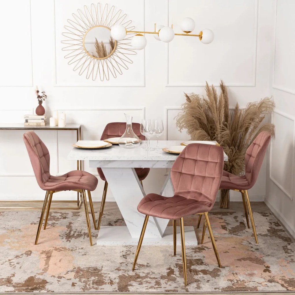 Bővíthető étkezőasztal 120–160 cm fehér márvány hatású kivitelben - CLARK