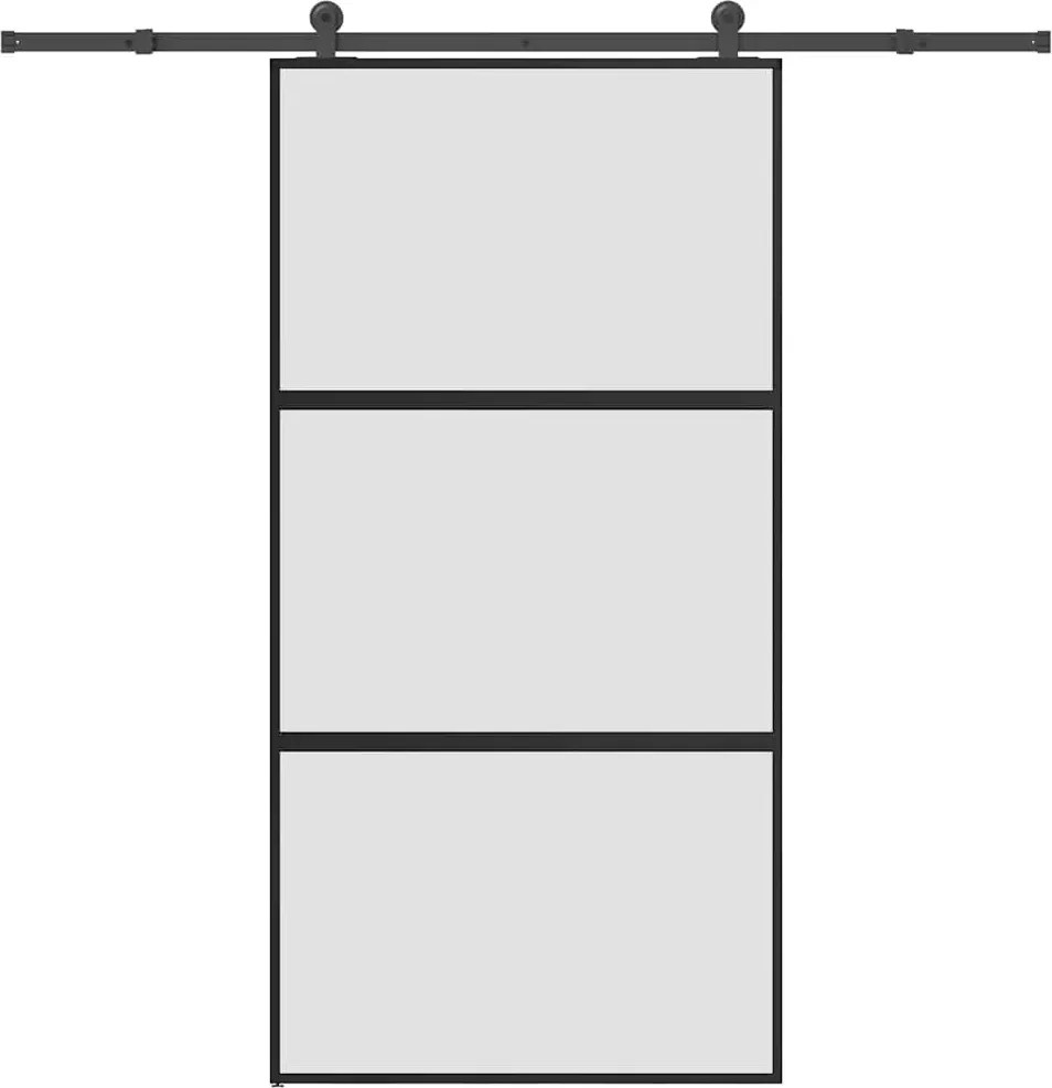vidaXL tolóajtó vasalatokkal 102,5x205 cm edzett üveg&Alumínium