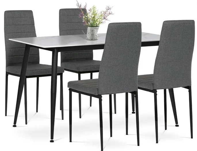Étkezőszett 4 székkel, 130×70×76 cm, Kerámia Márvány Lappal. ASE-1004 GREY2