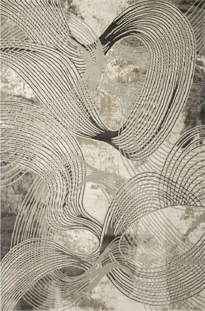 200x290 cm Csillogó Elegáns Szőnyeg Adana Absztrakt Hullámmintás Vakolat