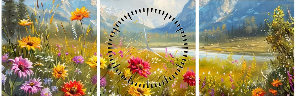 Kép - Festett táj (órával) (90x30 cm)