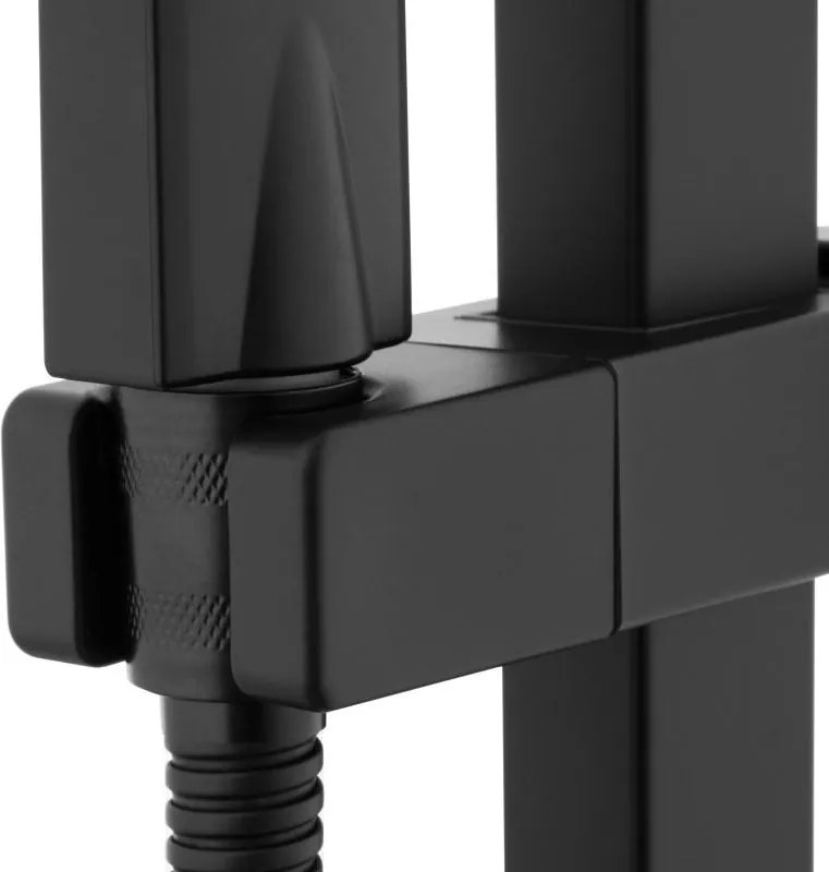 Erga Goba, zuhanygarnitúra termosztatikus csapteleppel és esőfejjel 30x30 cm, fekete matt, ERG-YKA-BP.GOBA-THERM-30-BLK