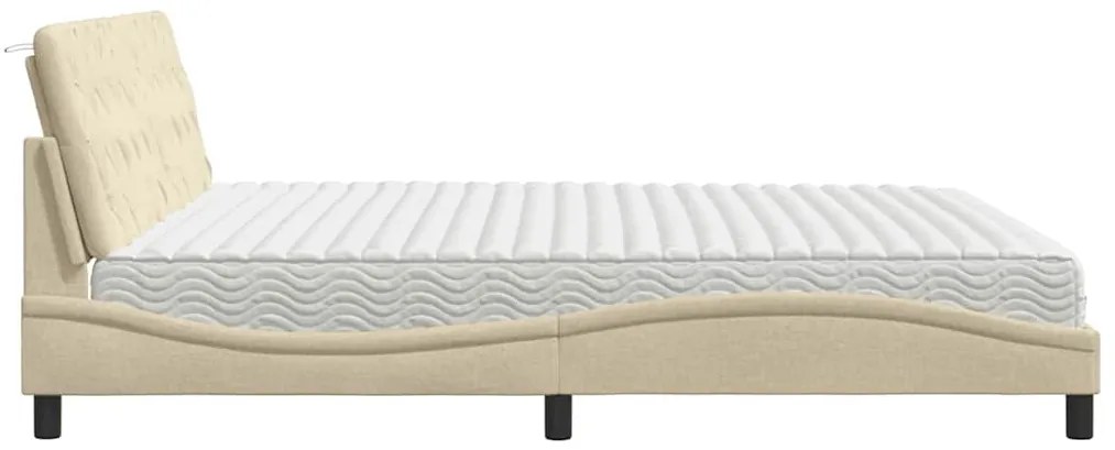 ágy matraccal krém 200x200 cm szövet