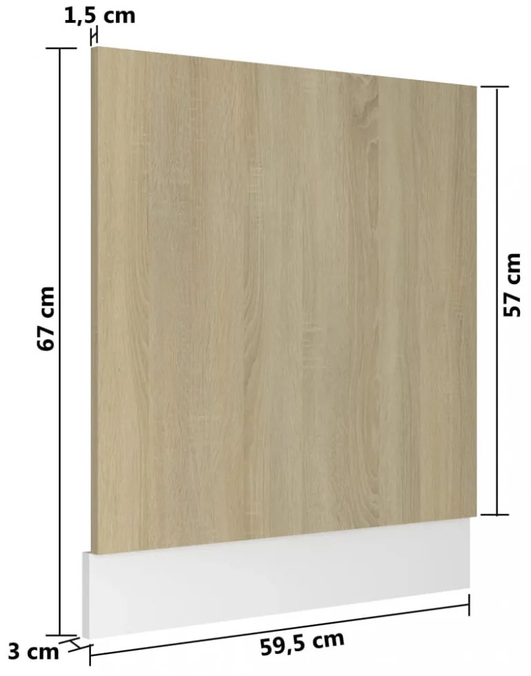 sonoma-tölgy forgácslap mosogatógép-panel 59,5 x 3 x 67 cm