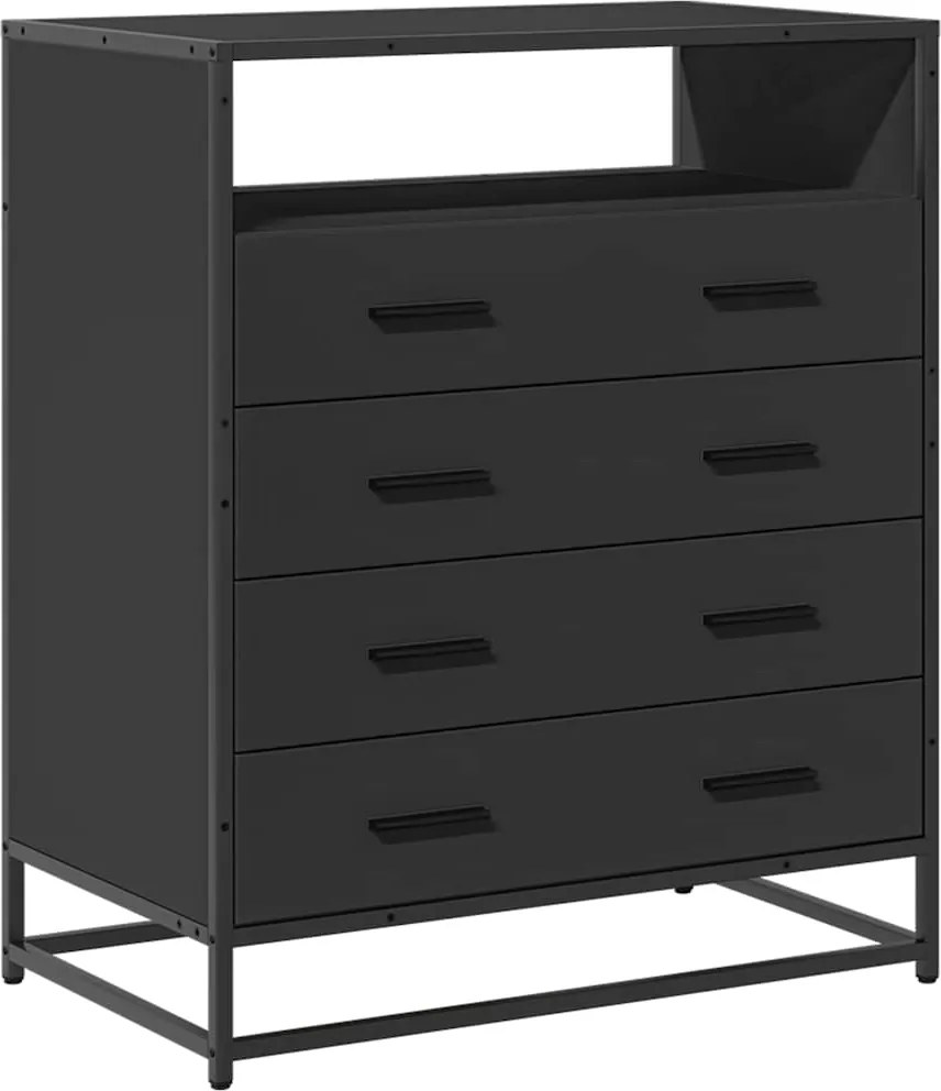 vidaXL fekete szerelt fa fiókos szekrény 70x41x83,5 cm