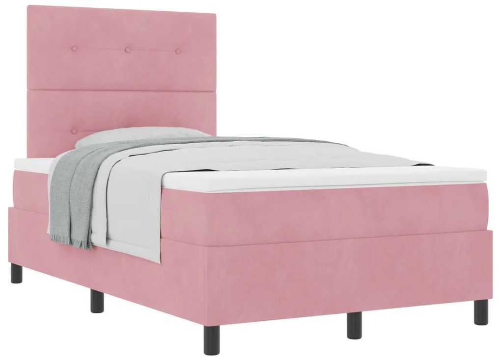 Boxspring ágy matraccal Rózsaszín 120x200 cm Bársonyos