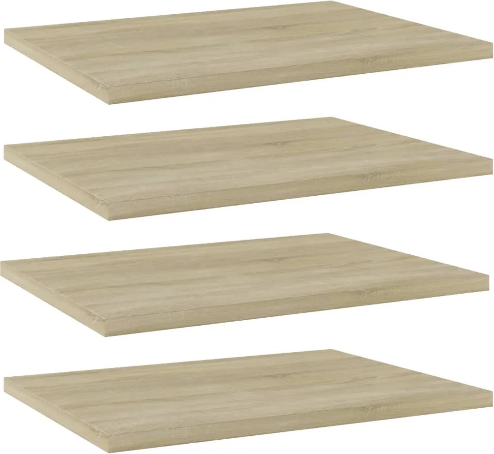 vidaXL 4 db sonoma tölgy színű szerelt fa könyvespolc 40 x 30 x 1,5 cm