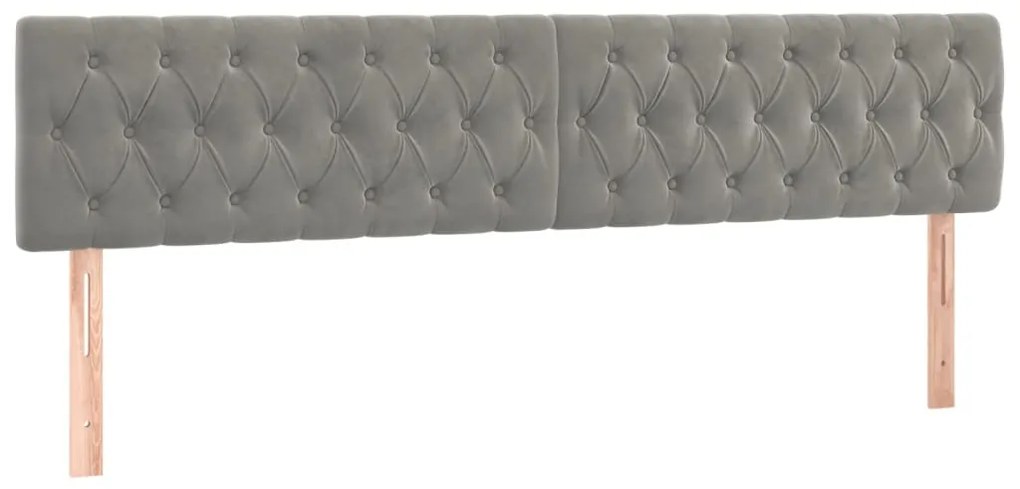 világosszürke bársony LED-es fejtámla 200 x 7 x 78/88 cm