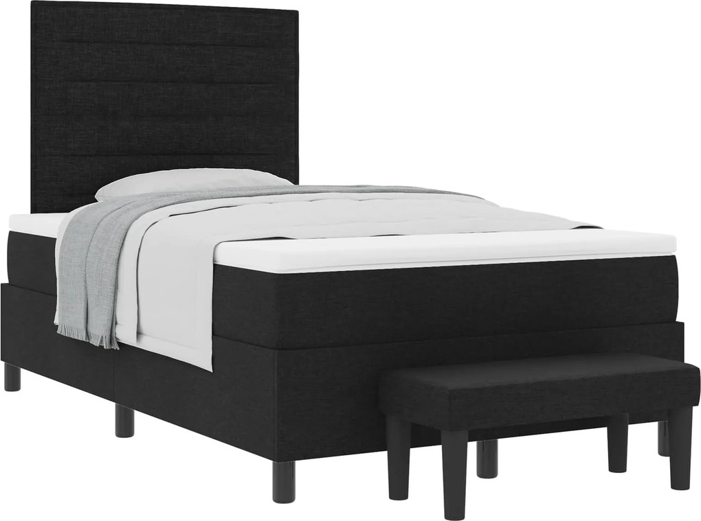 vidaXL Boxrugós ágy matracmal fejtámlával Fekete 120 x 190 cm szövet