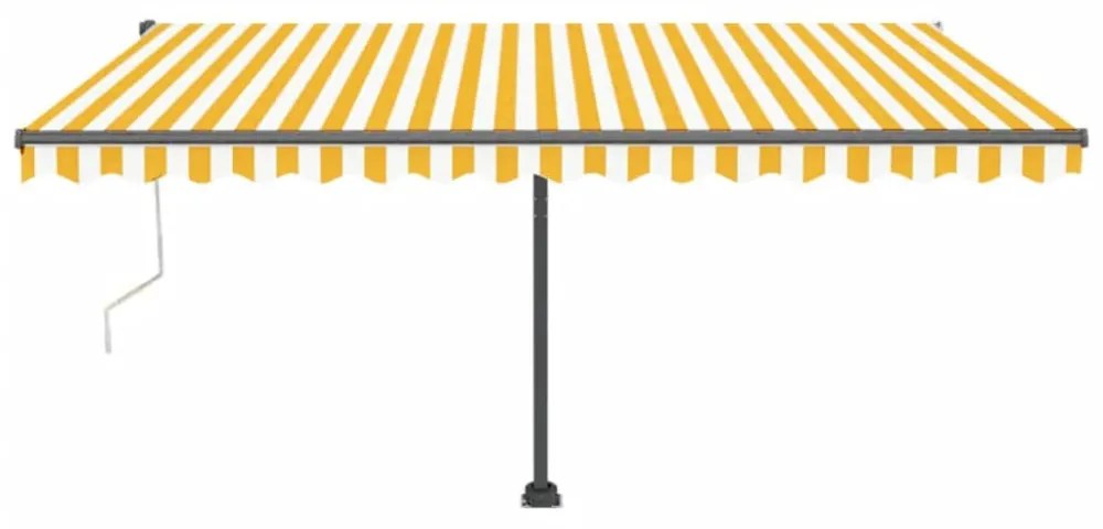 sárga-fehér szélérzékelős és LED-es napellenző 400x300 cm