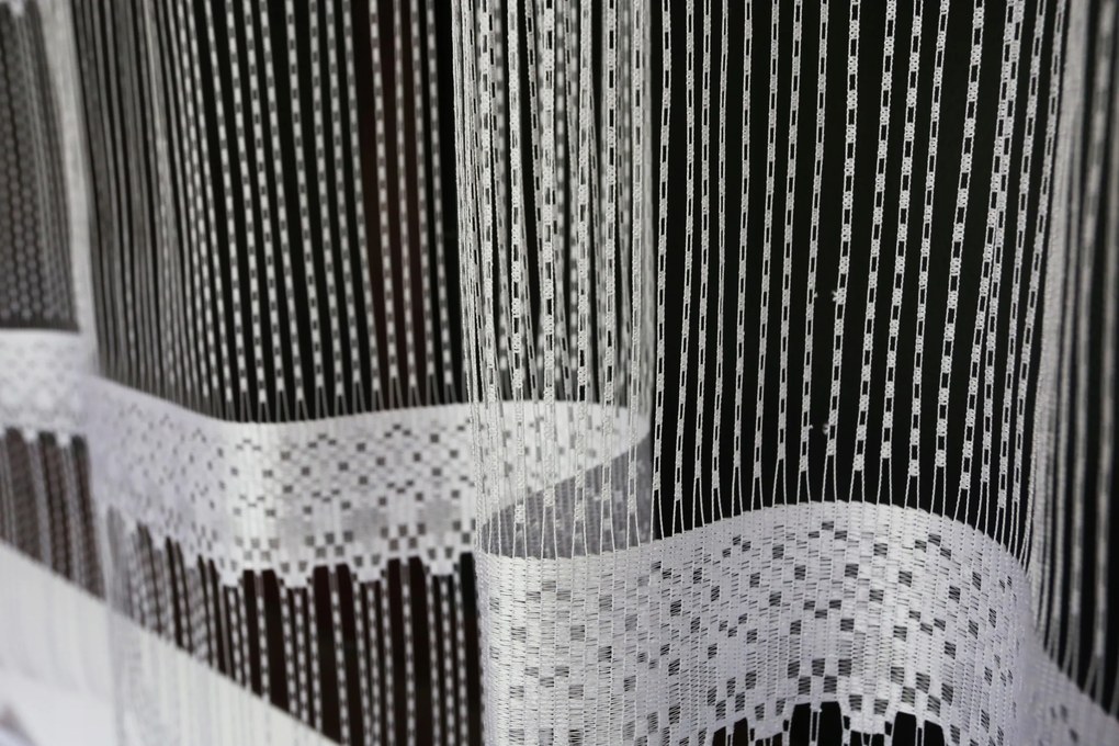 Mg Függöny jacquard zsinór Fehér 255cm széles, 25cm modul 9741